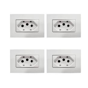 4 Pç Tomada Para Moveis Margirius 2P+T Branca 10A 250V Nbr