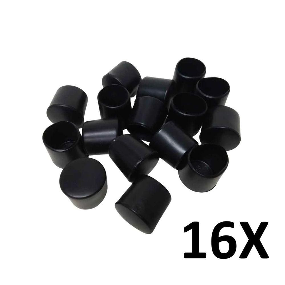 Kit 16 Ponteira Cadeiras Mesa Pés Móveis Tubos Preta 3/4``