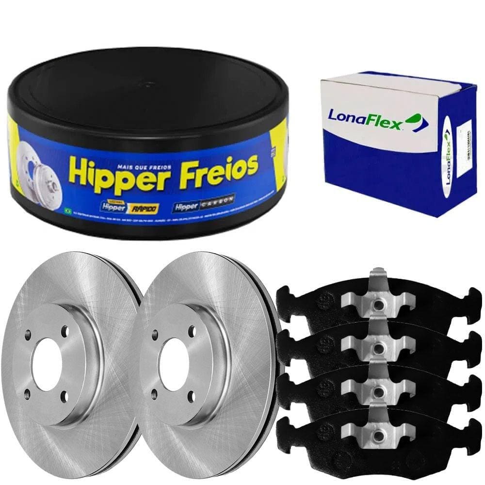 Kit Pastilha Disco Dianteiro Ventilado Strada 1.8 Lonaflex
