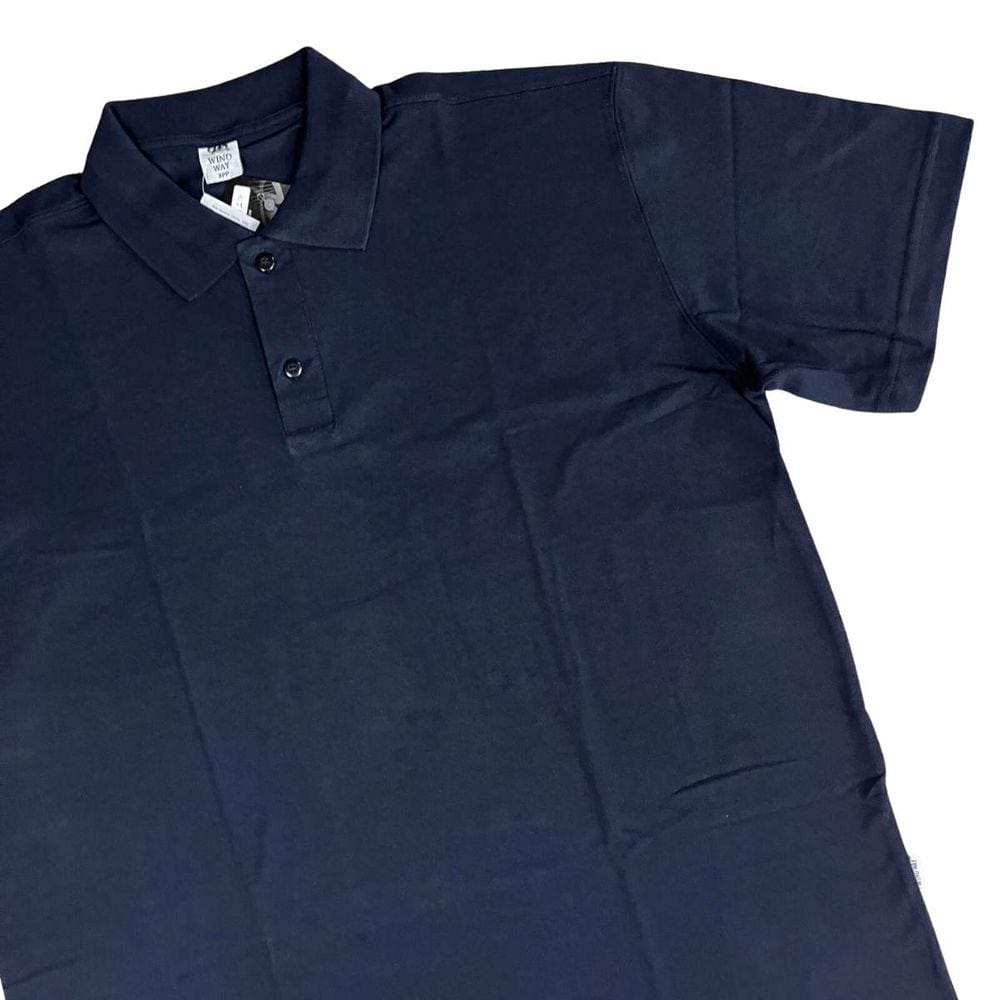 Polo Masculina Azul Marinho Plus Size G1 Ao G5 Malha Mescla