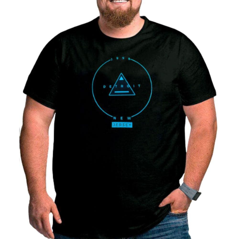 Camiseta Masculina Preta Estampada Algodão Plus Size G4