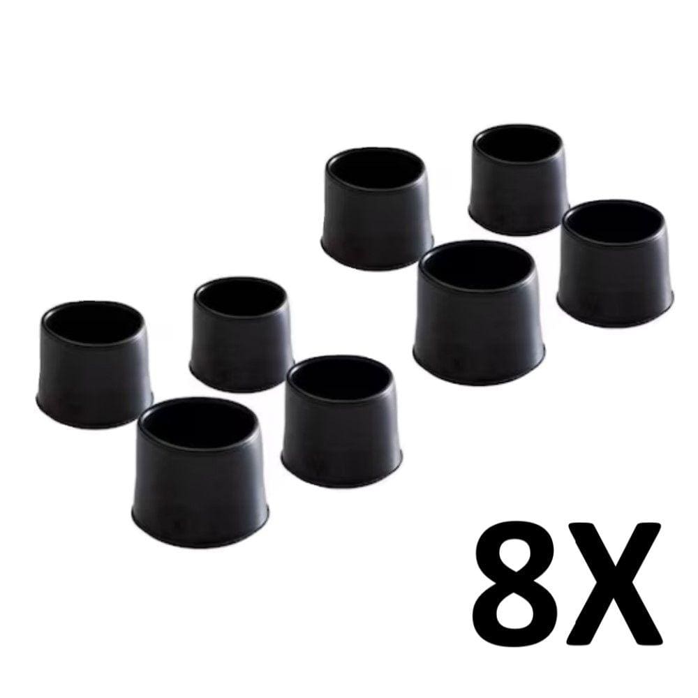 Kit 8 Ponteira Cadeiras Mesa Pés Móveis Tubos Preta 3/4``