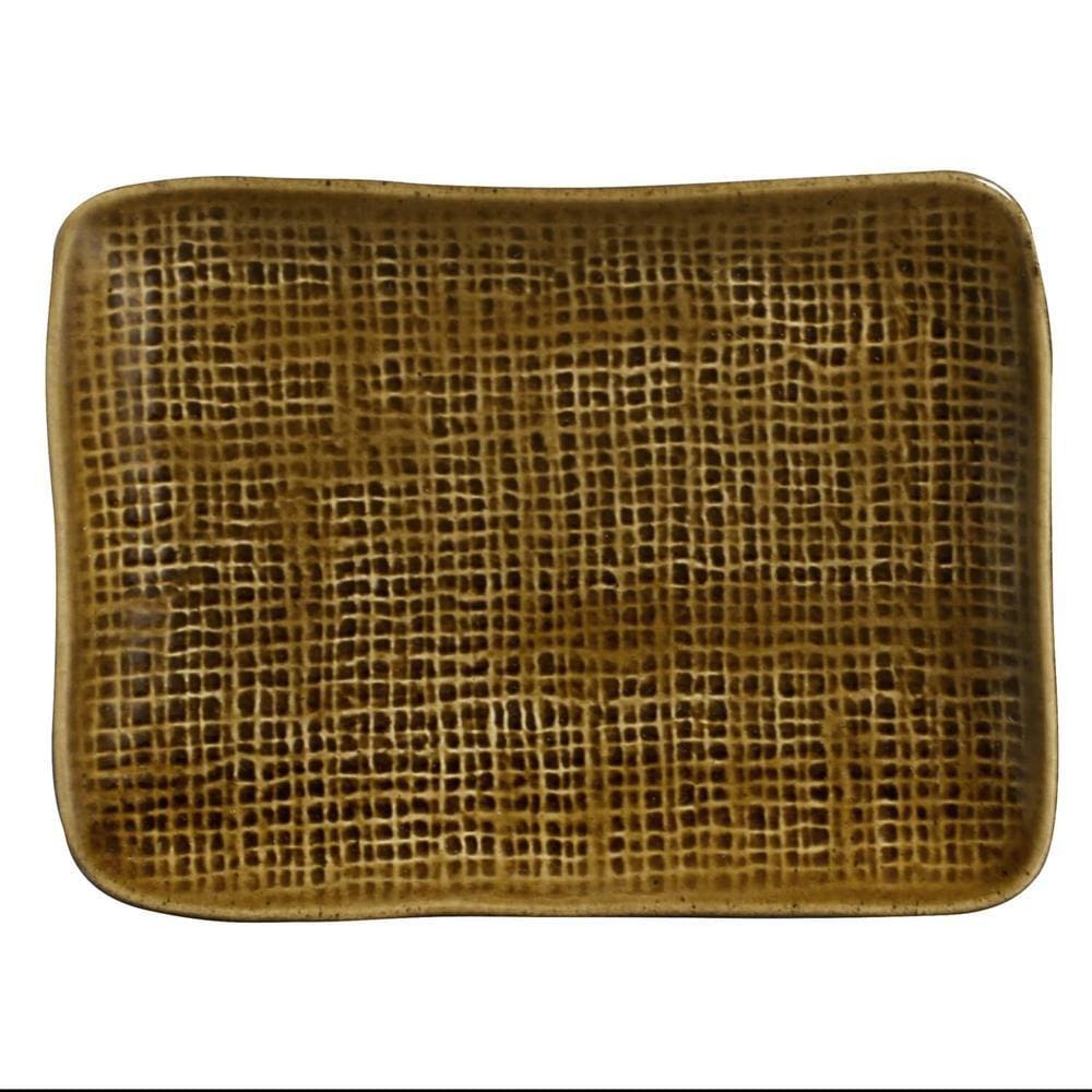 CONJUNTO C/ 4 TRAVESSAS RETANGULAR PEQUENA JUTA ÂMBAR 14x18 cm