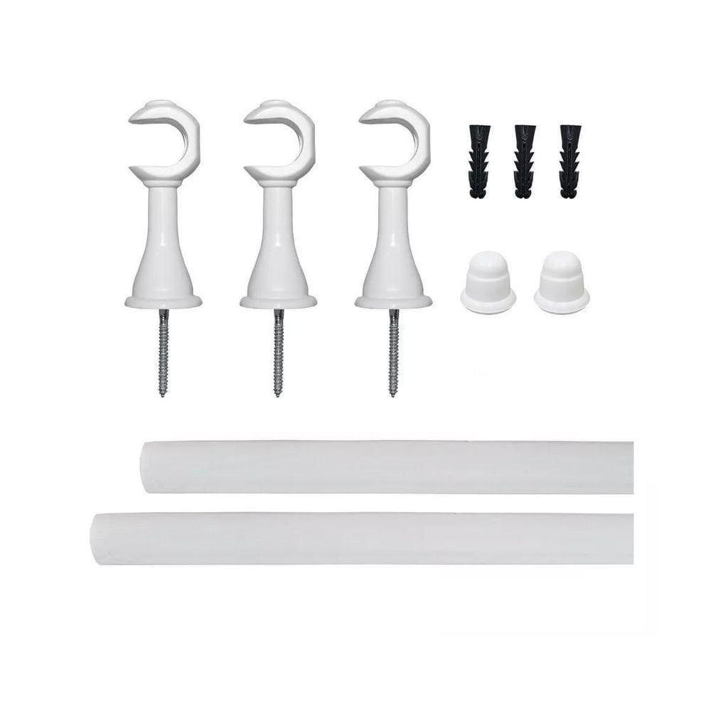 Kit Varão Suporte Simples Cortina Ponteira 19Mmx4M Branco