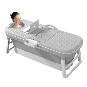 Banheira Ofurô Dobrável Portátil Adulto 148 cm Cinza 260 Litros Com Suporte VG+