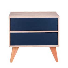 Sapateira Retrô com Portas Vicenza Carvalho e Azul Marinho 60 x 40cm
