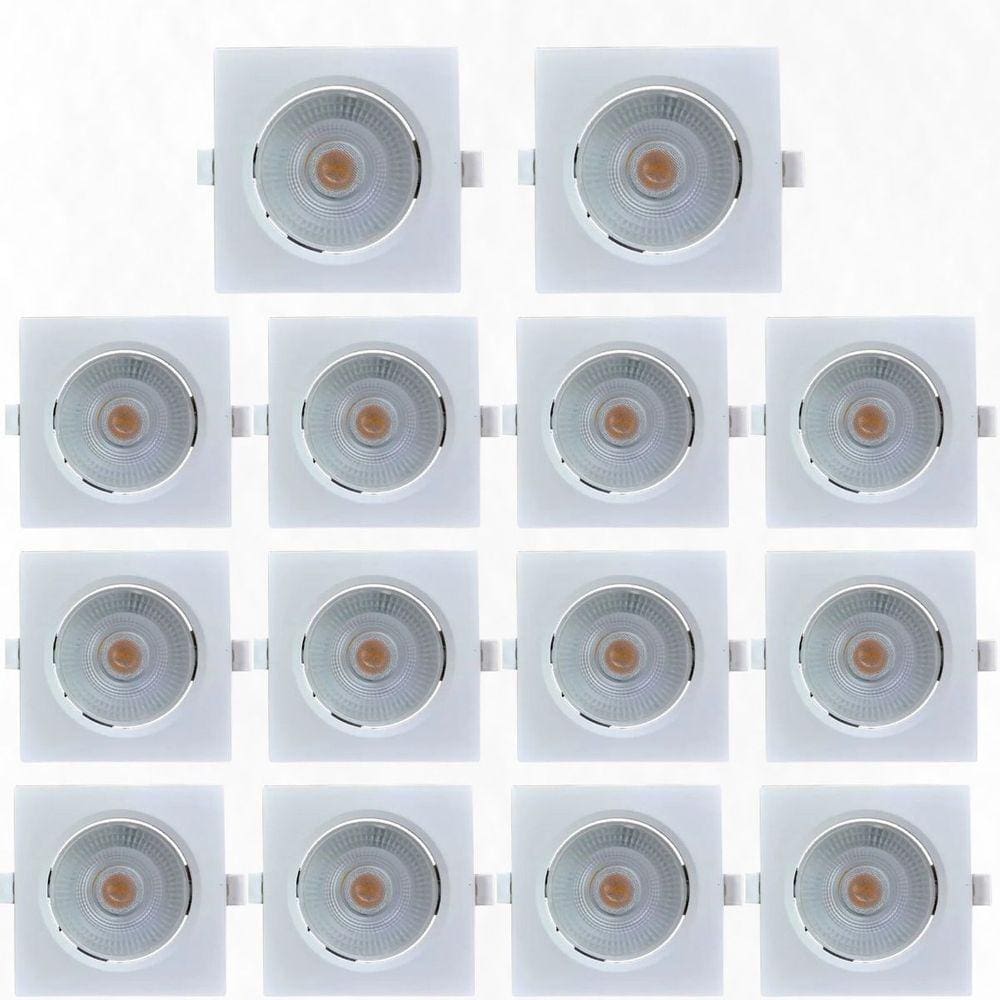 Kit 14 Spots Led Embutir Avant 5W 6500K Bivolt Luz Branca - Quadrado
