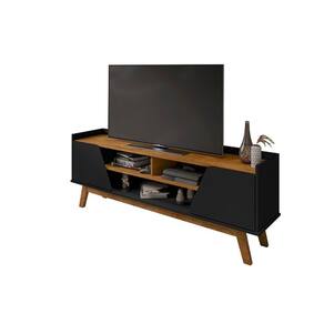 Rack Turim 1.6 Preto Fosco/Naturalle - Bechara Móveis