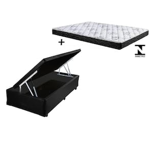 Cama Box Baú Solteiro Resistence Sintético Preto + Colchão Solteiro Resistence Espuma D33 Com EPS 20x88x188