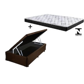 Cama Box Baú Solteiro Resistence Sintético Marrom + Colchão Solteiro Resistence Espuma D23 Com EPS 16x88x188