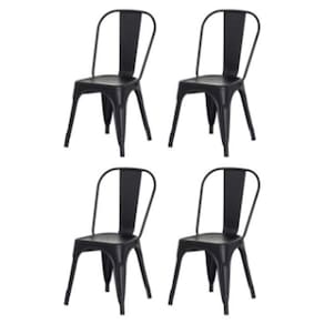 Kit com 4 Cadeira Tolix Iron Aço Carbono Industrial - Preto