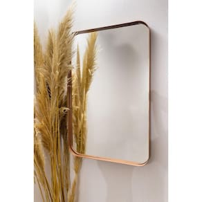 Espelho Luxo Retangular Retrô 120X60cm Banheiro Sala Quarto Hall Moldura Bronze