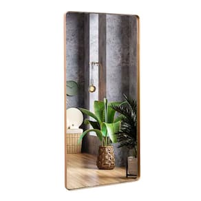 Espelho Luxo Retangular Retrô Corpo Inteiro 150X60cm Banheiro Sala Quarto Hall Moldura Bronze