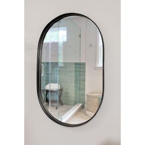 Espelho Luxo Oval Decorativo 115X60cm Banheiro Sala Quarto Hall Moldura Preto