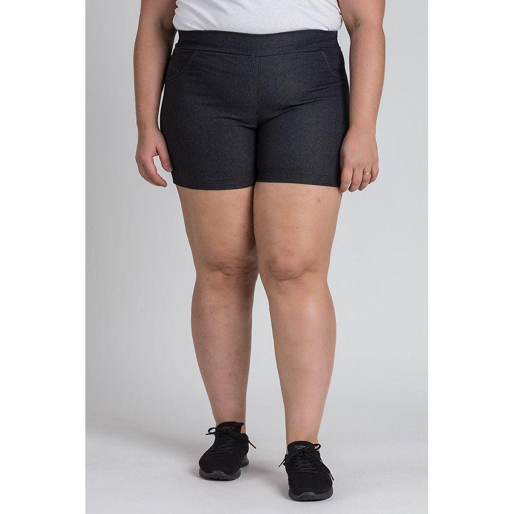 Bermuda Feminina Plus Size Sarja Cós Elástico Atrás -Serena
