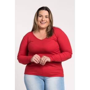 Blusa Manga Longa Ribana Canelada Decote "V" - Serena