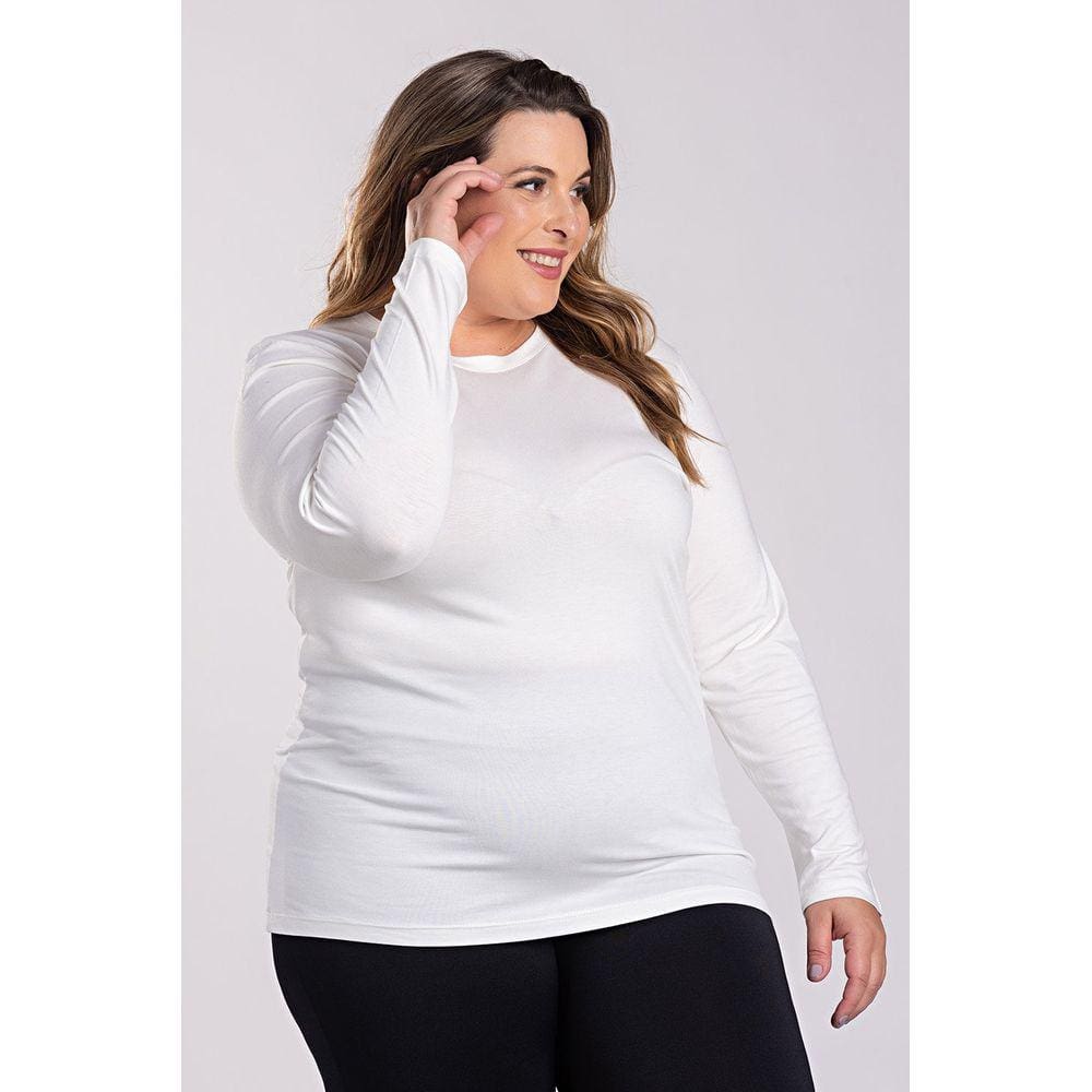 Blusa Feminina Manga Longa Plus Size Visco Confort Básica - Serena