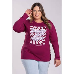 Blusa Feminina Manga Longa Plus Size Visco Estampada "Inspire More Love" - Serena