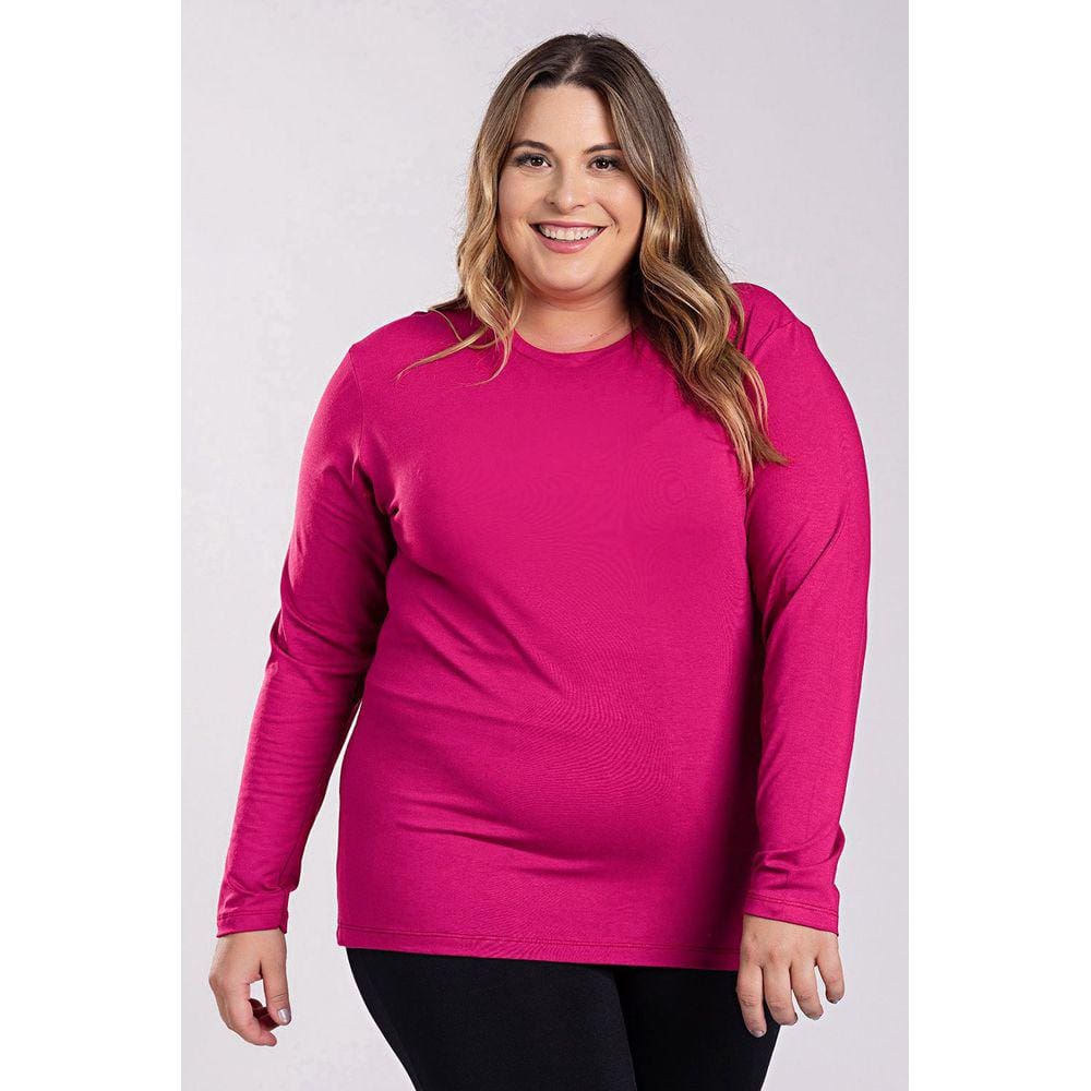 Blusa Feminina Manga Longa Plus Size Visco Confort Básica - Serena