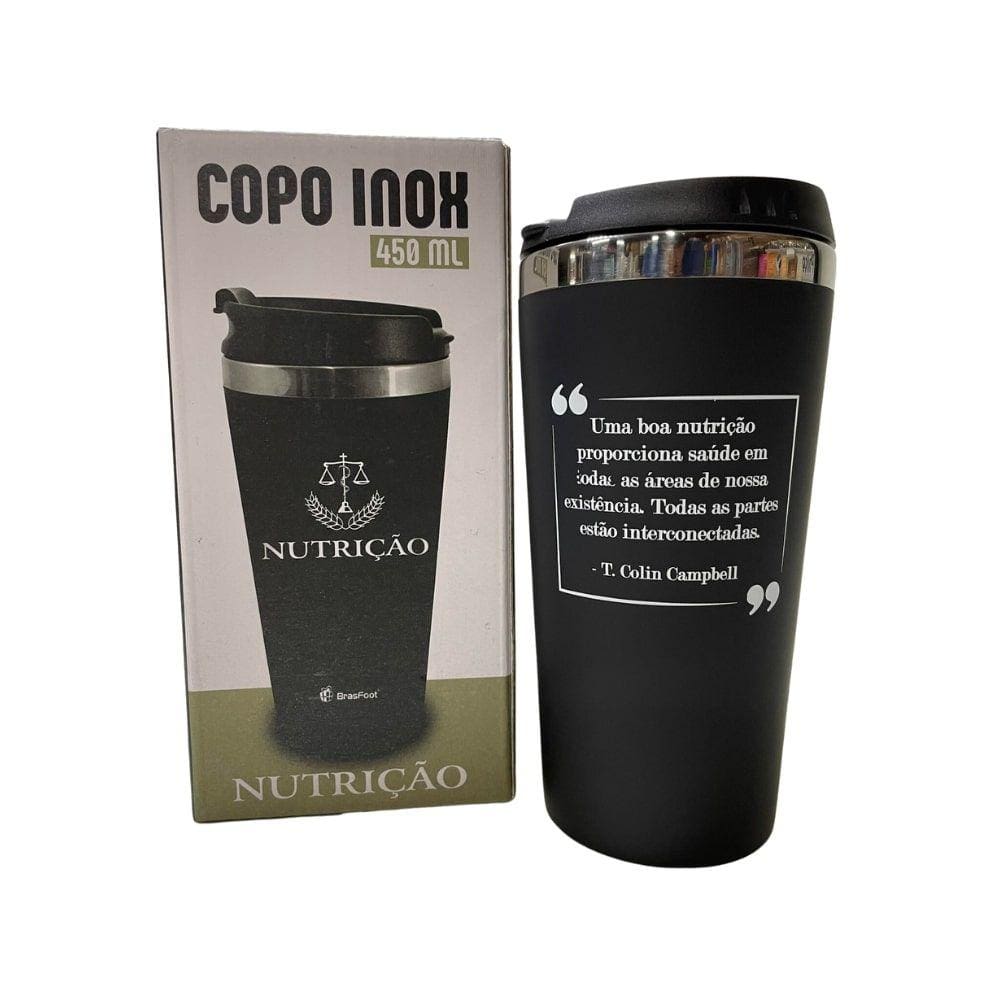 Copo Térmico 450 ml Emborrachado Curso Nutrição Presente Criativo Graduação Faculdade Saúde Nutricionista - BrasFoot