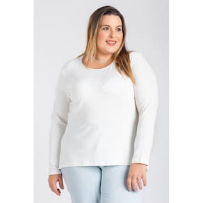 Blusa Manga Longa Mullet Feminina Plus Size em Malha de Viscose com Elastano - Serena