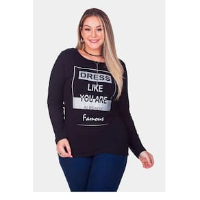 Blusa Feminina Manga Longa em Malha Visco Estampada