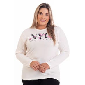 Blusa Feminina Manga Longa em Malha Visco Estampada "NYC"