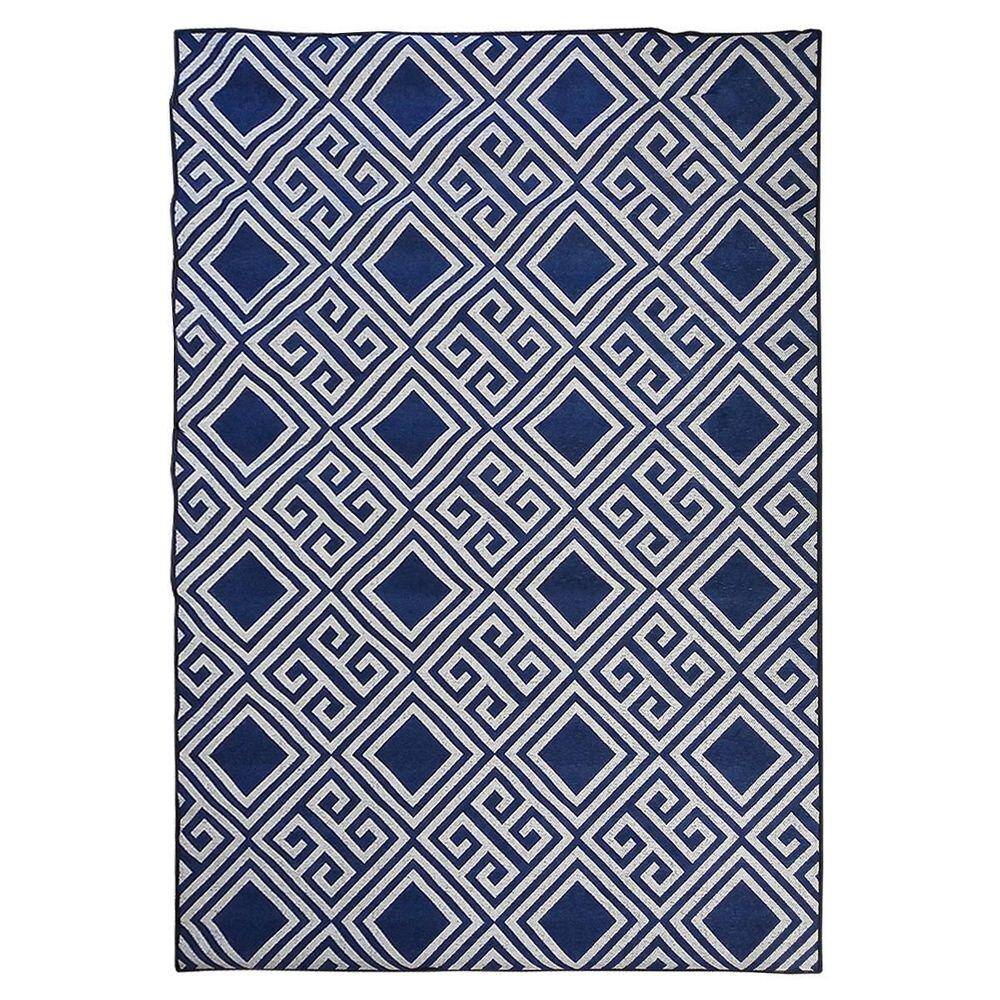 Tapete Sala Magia Geometrico Grego 200X300 Cm Azul
