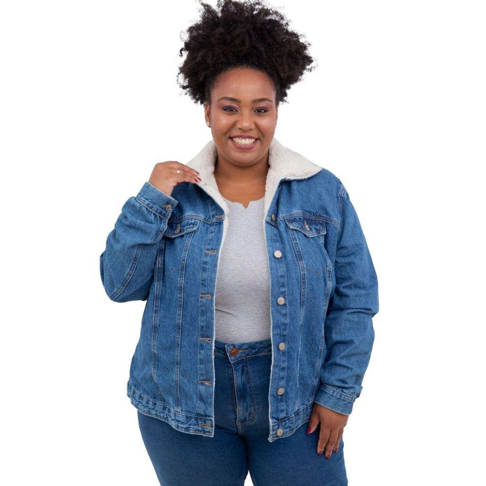 Jaqueta Jeans Peluciada Plus Size