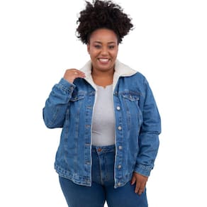 Jaqueta Jeans Peluciada Plus Size