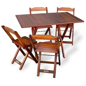 Conjunto De Mesa Dobrável 70x110 Com 4 Cadeiras Imbuia - Cor: Marrom