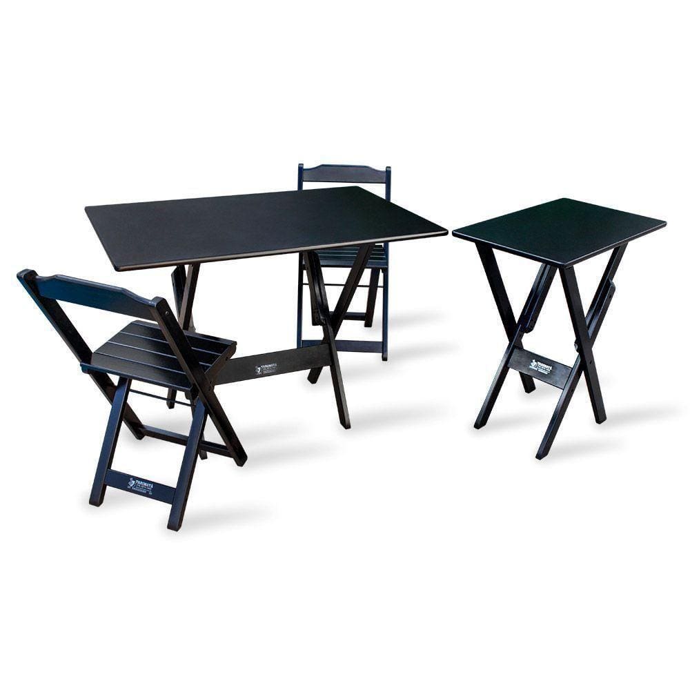 Conjunto De Mesa Dobrável 1,10x70 Com 2 Cadeiras Com Mesa Aparador Tarimatã Para Area Gourmet - Pret