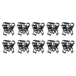 Kit 10 Jogos De Mesa Bistrô De Madeira Com 4 Cadeiras Dobravel Preto - Preto