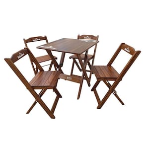 Conjunto Mesa Dobrável Madeira 70x70 Com 4 Cadeiras Personalizada Hei Imbuia - Cor: Marrom