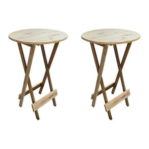 Kit 2 Conjuntos De Mesa Bistrô Dobravel Em Madeira Padrão - Sem Pintura / Crua - Marrom