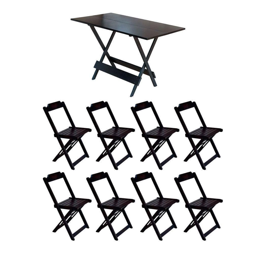 Conjunto Mesa De Madeira Dobravel 1,20X70 Tabaco 8 Cadeiras - Marrom