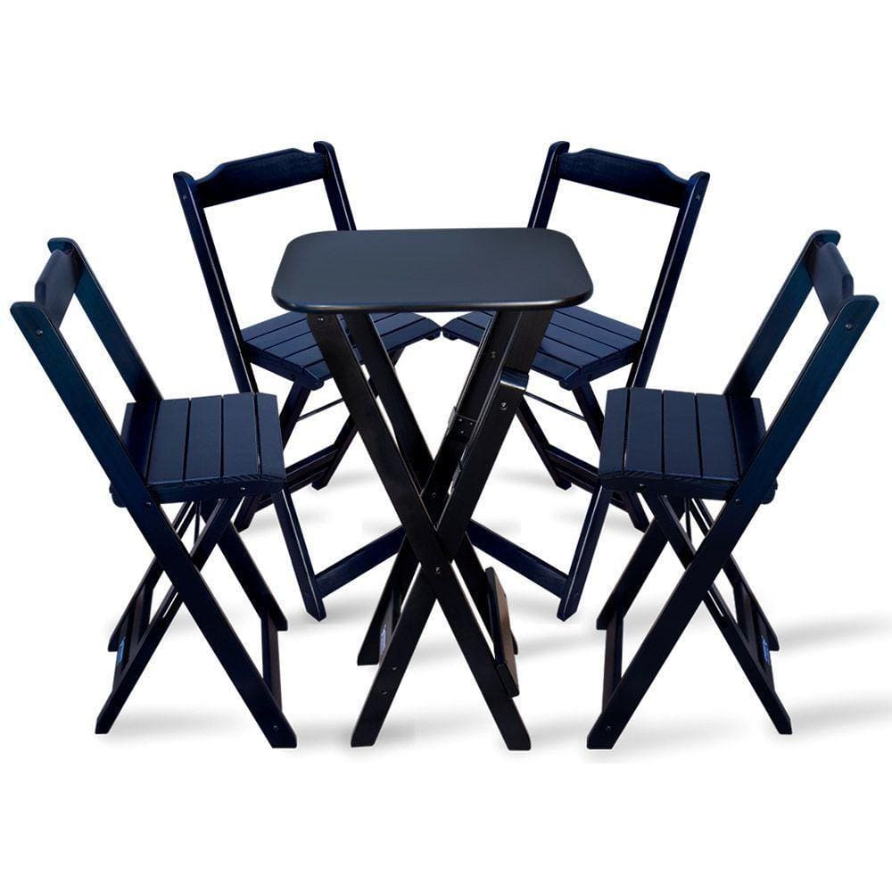 Conjunto De Mesa Bistro Dobravel Com 4 Cadeiras Para Bar E Restaurante - Preto - Cor: Preto