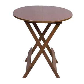 Mesa 70X70 Dobrável Redonda Em Madeira Padrão - Imbuia - Marrom