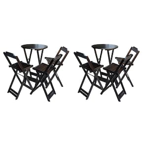 Kit 2 Jogos De Mesa Bistrô De Madeira Dobrável Com 3 Banquetas - Tabaco