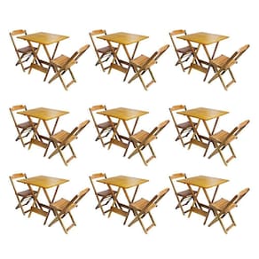 Kit 9 Jogos De Mesa Dobravel Com 2 Cadeiras De Madeira 70X70 Para Restaurante E Bar - Mel