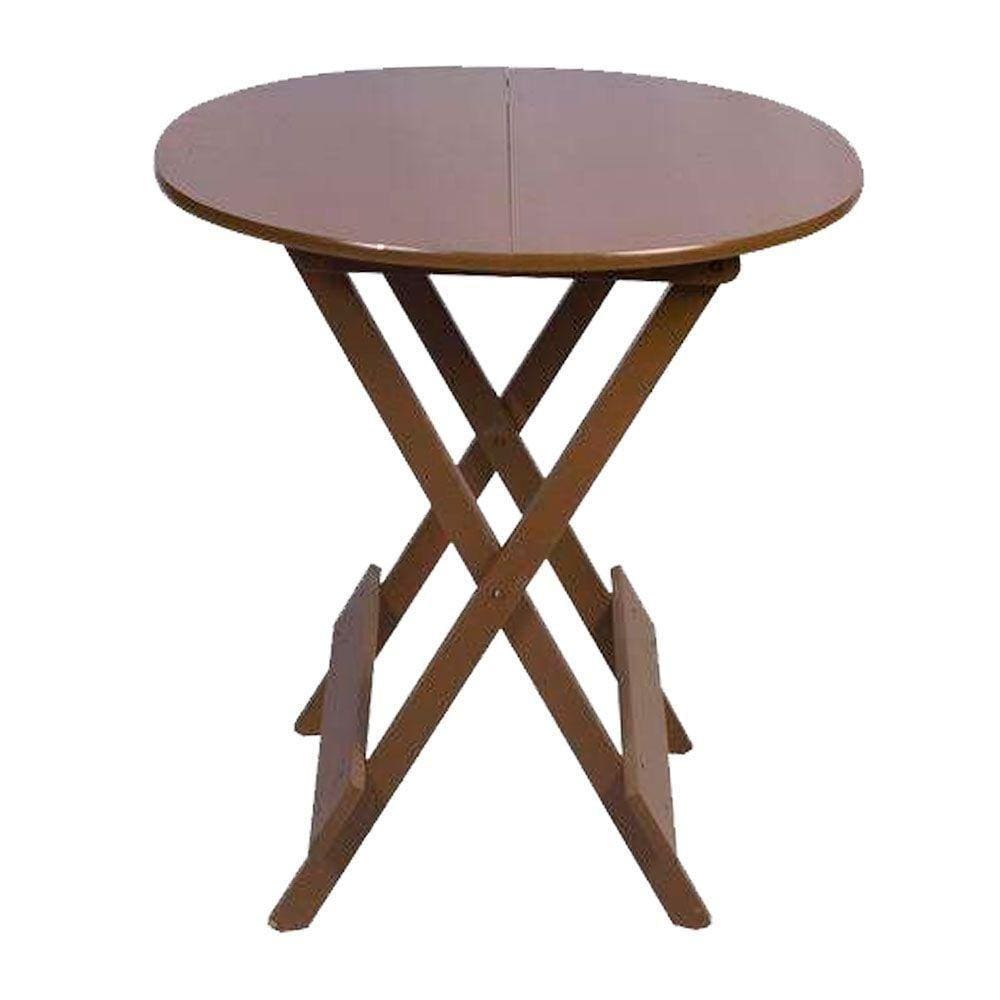 Mesa Redonda Dobrável Em Madeira Maciça 70X70 Imbuia