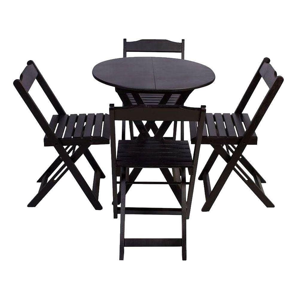 Jogo De Mesa Dobravel Com 4 Cadeiras Tampo Redondo 70X70 Tabaco - Marrom
