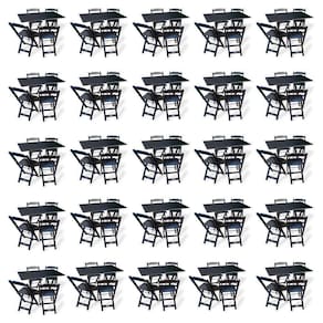 Kit De 20 Conjuntos De Mesa Dobrável 70x110 Com 4 Cadeiras Preto - Cor: Preto
