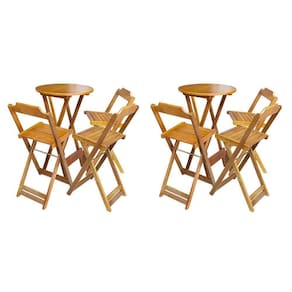 Kit 2 Jogos De Mesa Bistrô De Madeira Dobrável Com 3 Banquetas - Mel