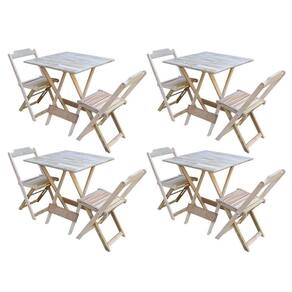 Kit 4 Jogos De Mesa Dobravel Com 2 Cadeiras De Madeira 70X70 - Sem Pintura - Marrom