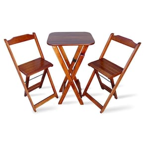 Conjunto De Bistro Com 2 Cadeiras Dobravel Para Area Gourmet - Imbuia - Cor: Marrom