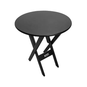 Mesa Dobrável De Madeira Redonda 70cm Preta - Cor: Preto