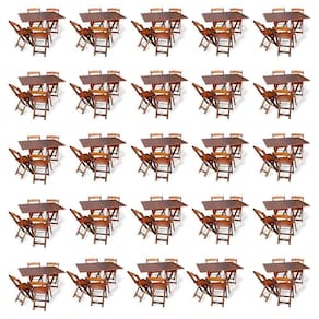 Kit De 20 Conjuntos De Mesa Dobrável 70x110 Com 4 Cadeiras Imbuia - Cor: Marrom