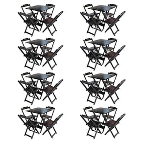Kit 8 Jogos De Mesa Com 4 Cadeiras De Madeira Dobravel 70X70 Móveis Guara - Tabaco