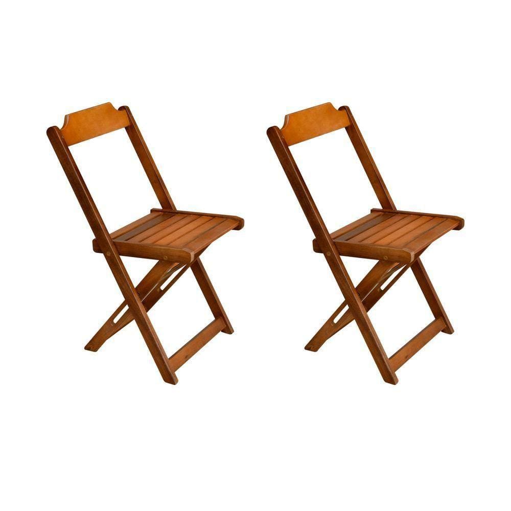 Kit 2 Cadeiras De Madeira Dobravel Mel - Amarelo